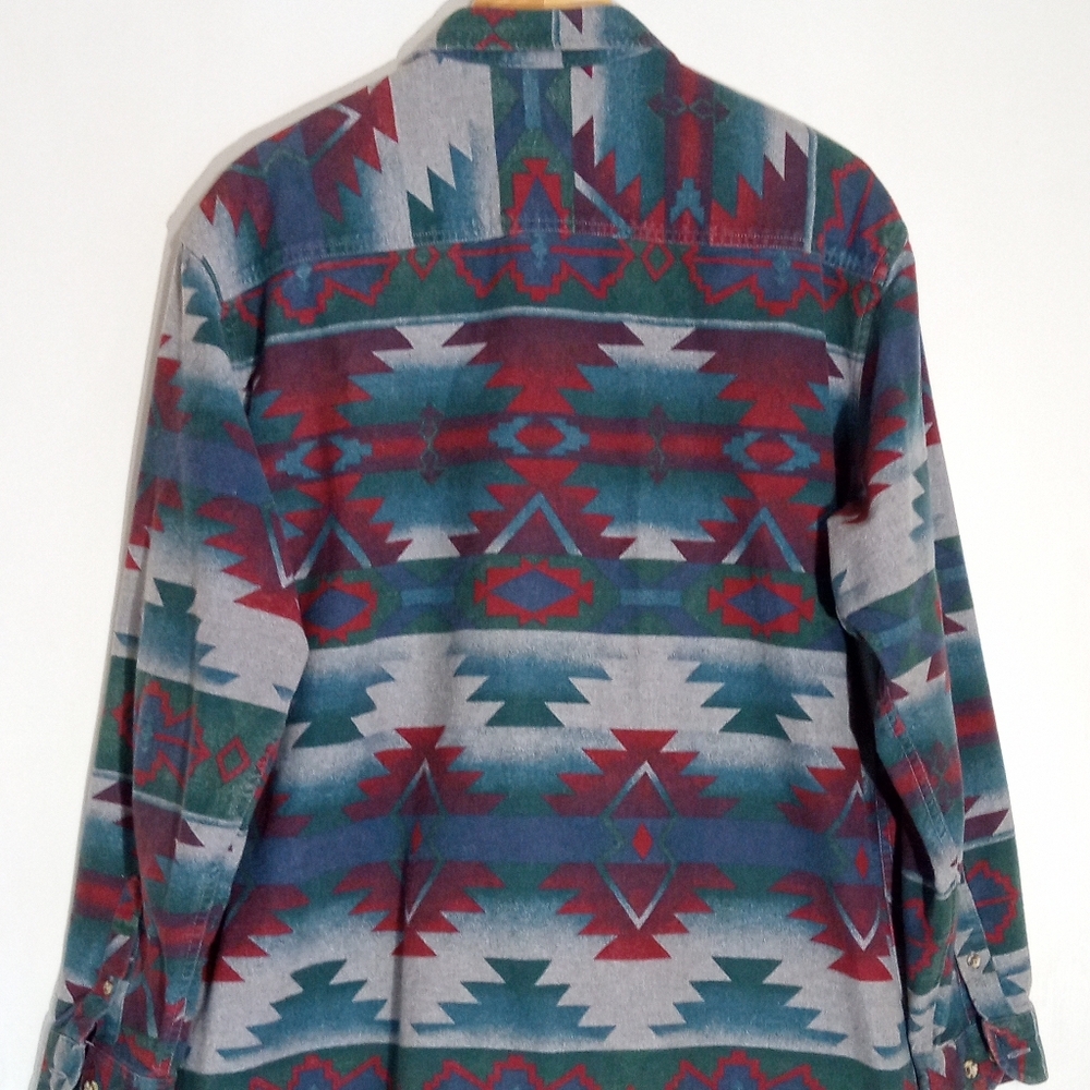 Cabela's southwestern style flannel long sleeve button down shirt - Picture 7 of 8